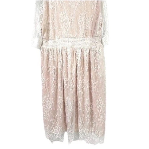 👗🕊️ NWT - BALTIC BORN Elaina Lace Tulle Midi Dress | Cream Peach Off-White Sz 3X - Picture 2 of 8